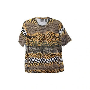 Additions by Chicos Animal Print Short Sleeve Full Zip Jacket Women’s Size 1 M/8